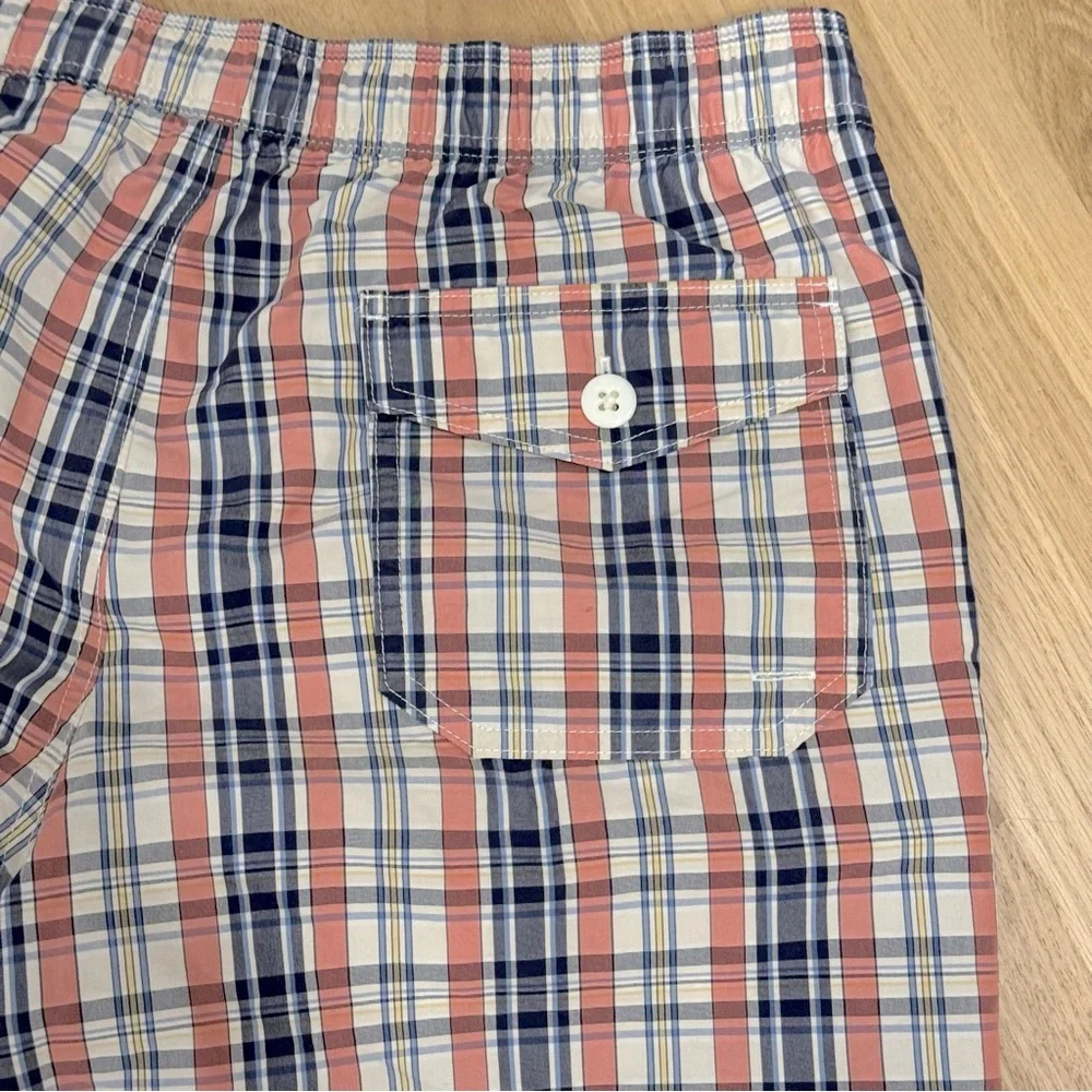 J CREW Swim Trunks Mens L Plaid Mesh-Lined 6